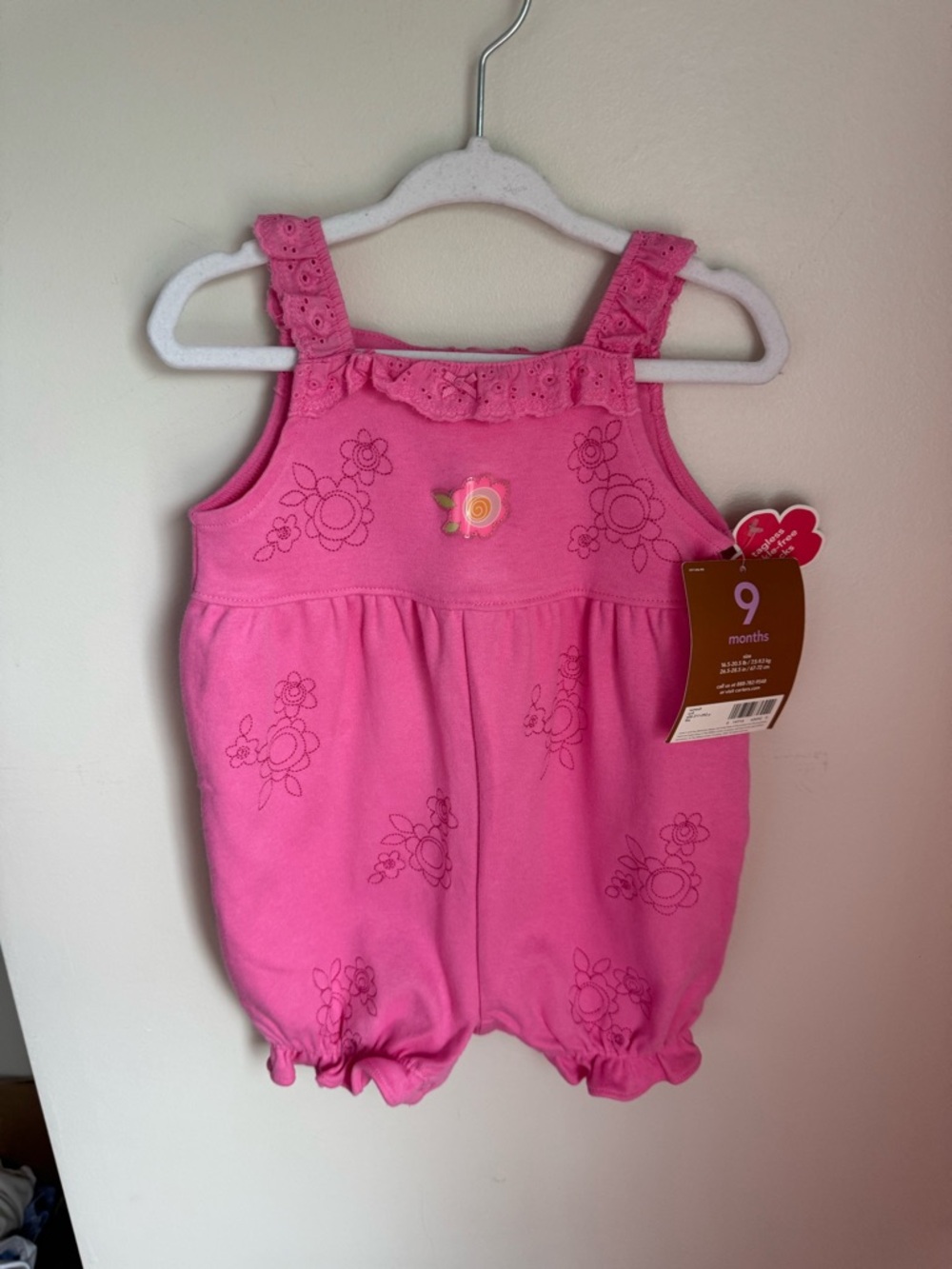 NWT Vintage Carters Pink Floral Baby Romper - 9 Months